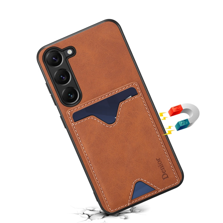 For Samsung Galaxy S24+ 5G Denior PU Back Cover Card Slot Holder Phone Case(Brown) - Galaxy S24+ 5G Cases by Denior | Online Shopping South Africa | PMC Jewellery | Buy Now Pay Later Mobicred