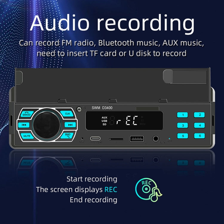 SWM D3400 Car Bluetooth MP3 Player Support Smart Voice Assistant / FM(Black) - Car MP3 & MP4 & MP5 by PMC TechLife | Online Shopping South Africa | PMC TechLife | Buy Now Pay Later Mobicred