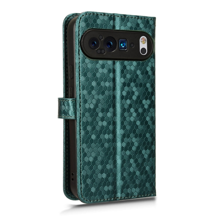 For Google Pixel 9 Pro Honeycomb Dot Texture Leather Phone Case(Green) - Google Cases by PMC Jewellery | Online Shopping South Africa | PMC Jewellery | Buy Now Pay Later Mobicred