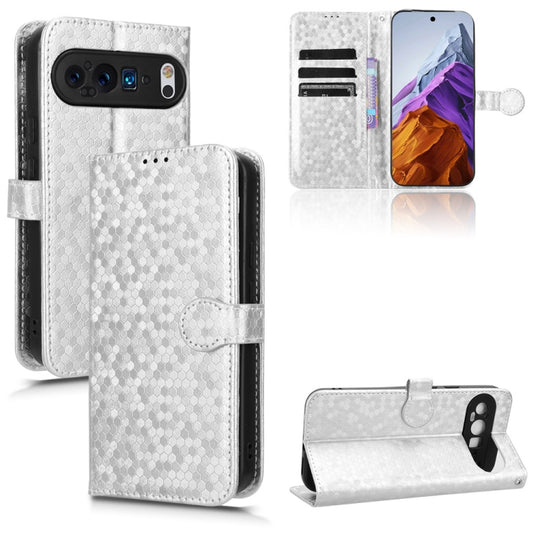 For Google Pixel 9 Pro Honeycomb Dot Texture Leather Phone Case(Silver) - Google Cases by PMC Jewellery | Online Shopping South Africa | PMC Jewellery | Buy Now Pay Later Mobicred