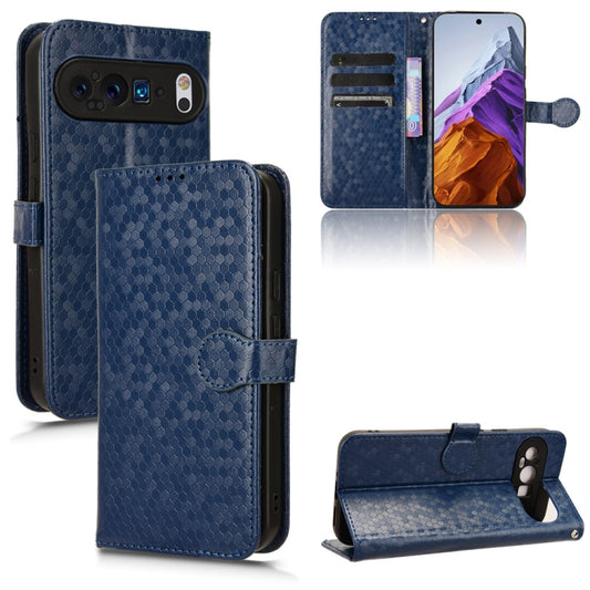 For Google Pixel 9 Honeycomb Dot Texture Leather Phone Case(Blue) - Google Cases by PMC Jewellery | Online Shopping South Africa | PMC Jewellery | Buy Now Pay Later Mobicred