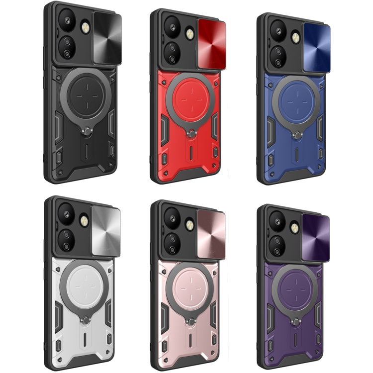 For Xiaomi Redmi 13C 4G CD Texture Sliding Camshield Magnetic Holder Phone Case(Blue) - 13C Cases by PMC TechLife | Online Shopping South Africa | PMC TechLife | Buy Now Pay Later Mobicred