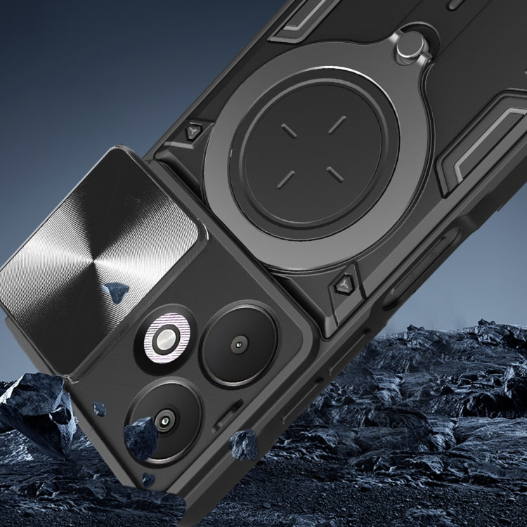 For Xiaomi Redmi 13C 5G Global CD Texture Sliding Camshield Magnetic Holder Phone Case(Black) - 13C Cases by PMC TechLife | Online Shopping South Africa | PMC TechLife | Buy Now Pay Later Mobicred