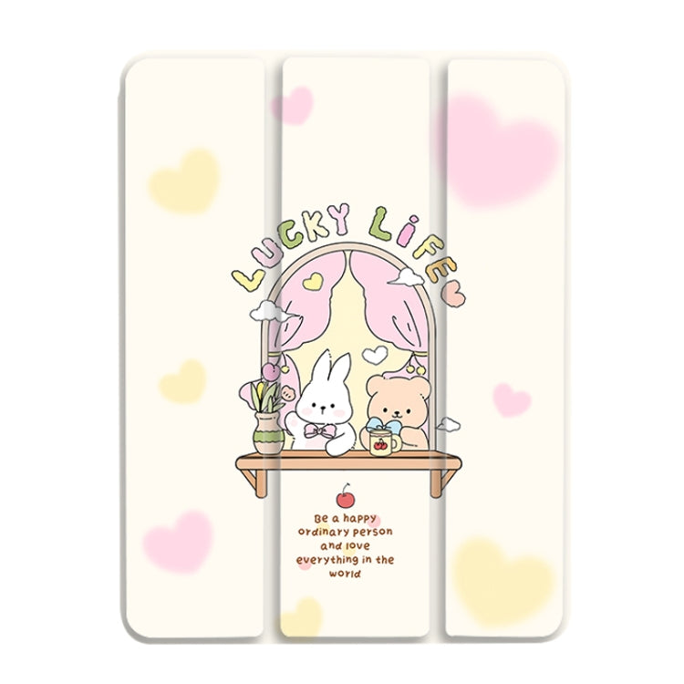 For iPad Air 11 2024 / iPad Pro 11 3-Fold 360 Rotation Painted Leather Smart Tablet Case(Bear Bunny) - iPad Pro 11 (2022/2021) Cases by PMC TechLife | Online Shopping South Africa | PMC TechLife | Buy Now Pay Later Mobicred