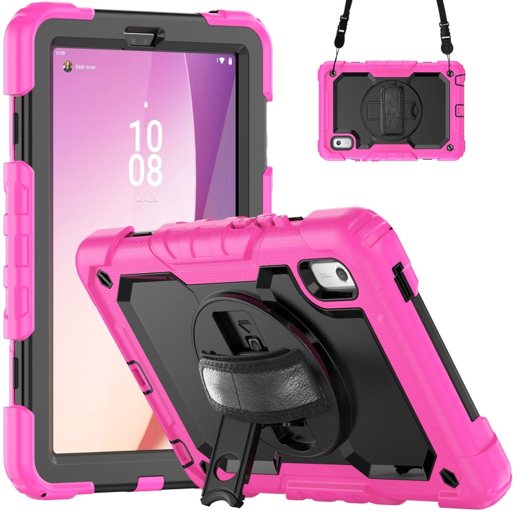 For Lenovo Tab M9 Silicone Hybrid PC Tablet Case with Shoulder Strap(Rose Red) - Lenovo by PMC TechLife | Online Shopping South Africa | PMC TechLife | Buy Now Pay Later Mobicred