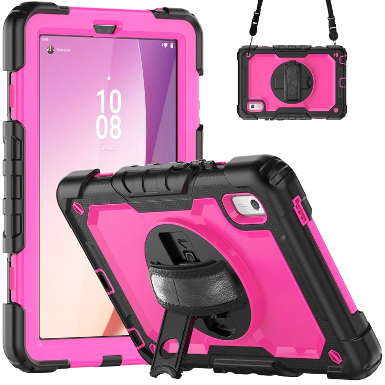 For Lenovo Tab M9 Silicone Hybrid PC Tablet Case with Shoulder Strap(Rose Red PC) - Lenovo by PMC TechLife | Online Shopping South Africa | PMC TechLife | Buy Now Pay Later Mobicred