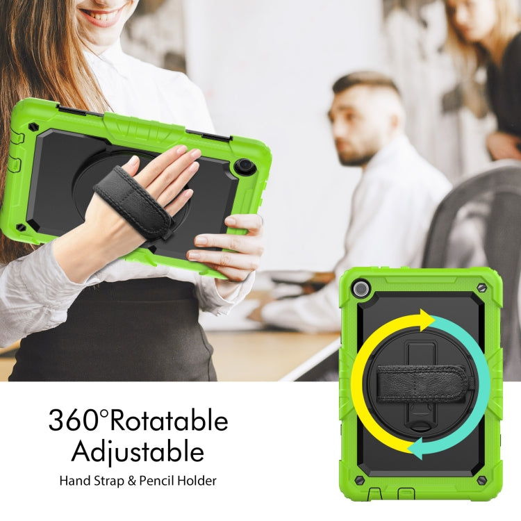 For Lenovo Tab M10 10.1 Gen 3rd Silicone Hybrid PC Tablet Case with Shoulder Strap(Yellow Green) - Lenovo by PMC TechLife | Online Shopping South Africa | PMC TechLife | Buy Now Pay Later Mobicred