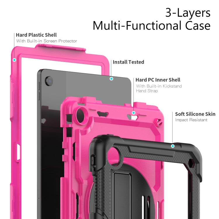 For Lenovo Tab M10 Plus 10.6 Gen 3rd Silicone Hybrid PC Tablet Case with Shoulder Strap(Rose Red PC) - Lenovo by PMC TechLife | Online Shopping South Africa | PMC TechLife | Buy Now Pay Later Mobicred