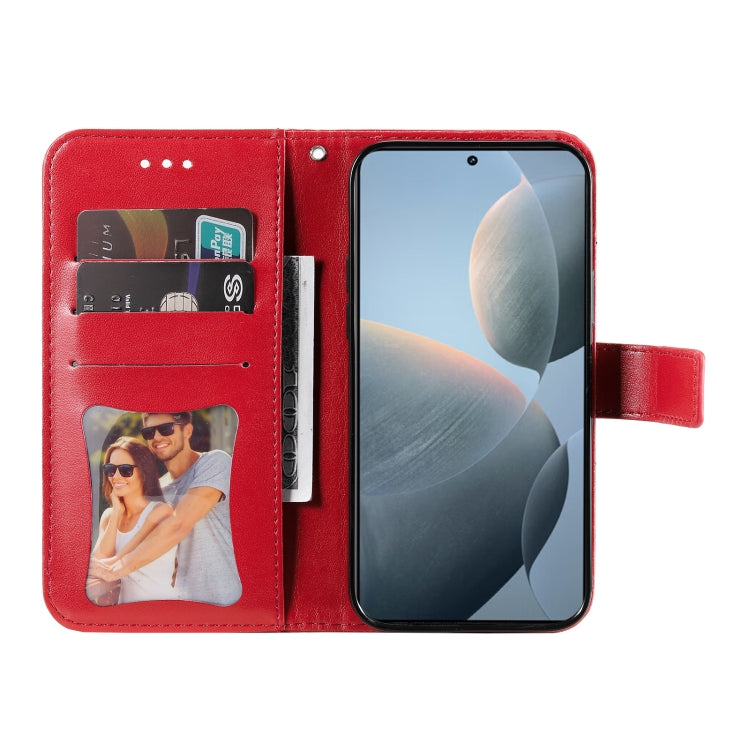 For Xiaomi Redmi K70 / K70 Pro 7-petal Flowers Embossing Leather Phone Case(Red) - K70 Pro Cases by PMC Jewellery | Online Shopping South Africa | PMC Jewellery | Buy Now Pay Later Mobicred