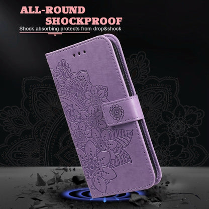 For Xiaomi Redmi Note13 Pro 4G Global/Poco M6 Pro 4G 7-petal Flowers Embossing Leather Phone Case(Light Purple) - Note 13 Pro Cases by PMC Jewellery | Online Shopping South Africa | PMC Jewellery | Buy Now Pay Later Mobicred