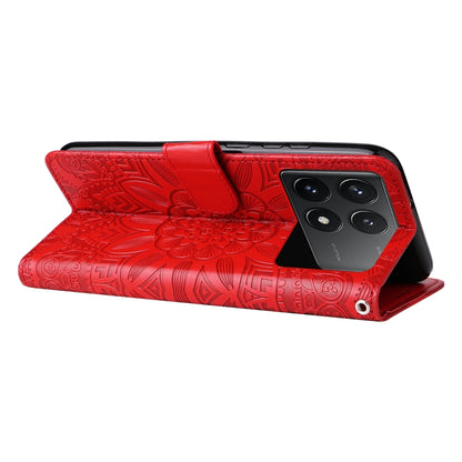 For Xiaomi Redmi K70 / K70 Pro Embossed Sunflower Leather Phone Case(Red) - K70 Pro Cases by PMC Jewellery | Online Shopping South Africa | PMC Jewellery | Buy Now Pay Later Mobicred