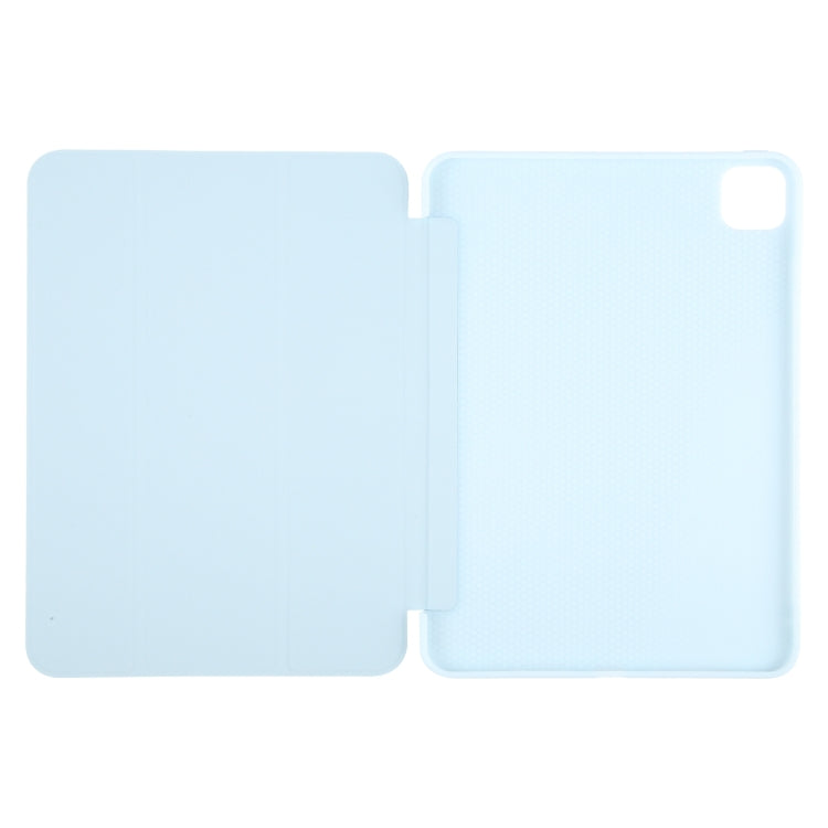 For iPad Air 11 2025 / 2024 GEBEI 3-folding Holder Shockproof Flip Leather Tablet Case(Sky Blue) - iPad Air 11 2025 / 2024 Cases by GEBEI | Online Shopping South Africa | PMC Jewellery | Buy Now Pay Later Mobicred