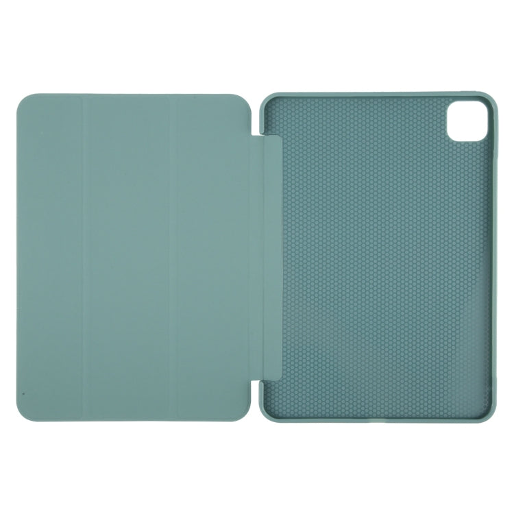 For iPad Pro 11 2024 GEBEI 3-folding Holder Shockproof Flip Leather Tablet Case(Dark Green) - iPad Pro 11 2024 Cases by GEBEI | Online Shopping South Africa | PMC TechLife | Buy Now Pay Later Mobicred