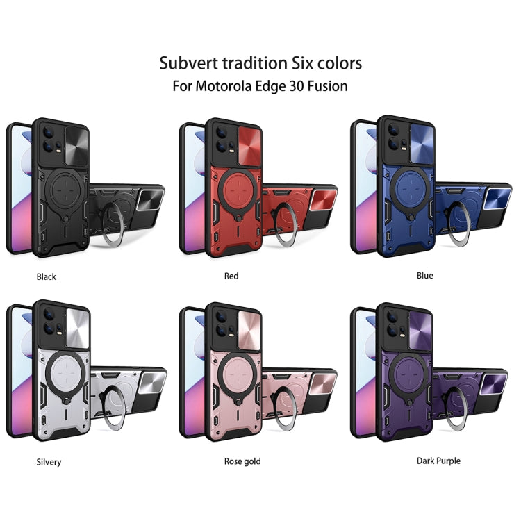For Motorola Edge 30 Fusion CD Texture Sliding Camshield Magnetic Holder Phone Case(Red) - free shipping - PMC TechLife - Order now!