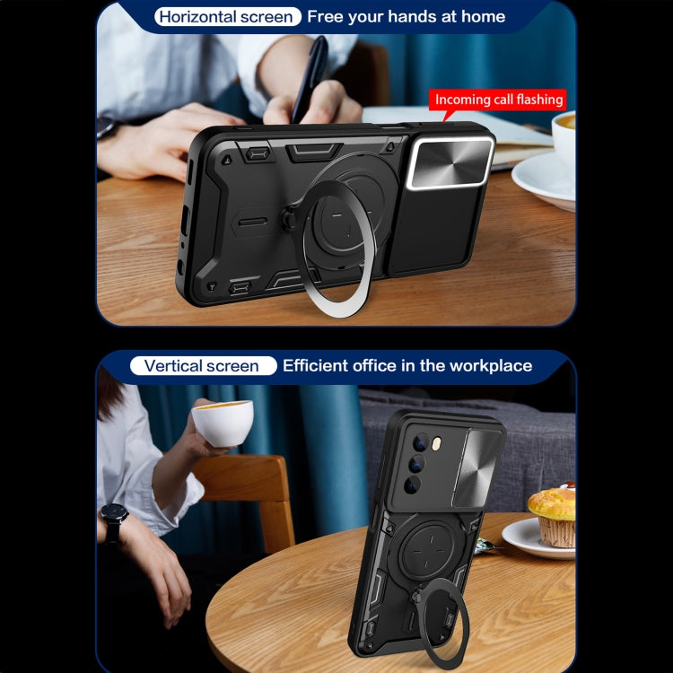 For Motorola Moto G62 CD Texture Sliding Camshield Magnetic Holder Phone Case(Silver) - free shipping - PMC TechLife - Order now!