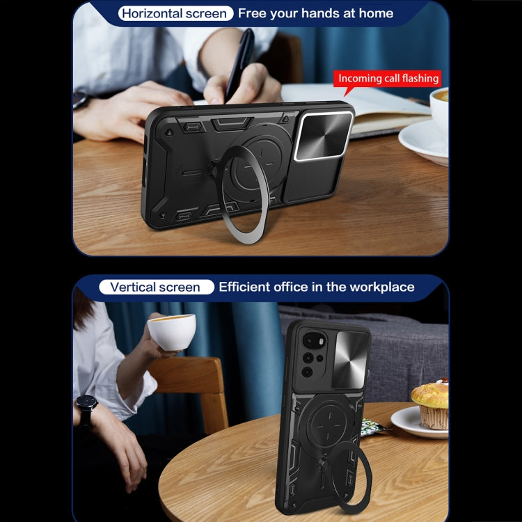 For Motorola Moto G22 / E32 CD Texture Sliding Camshield Magnetic Holder Phone Case(Black) - free shipping - PMC TechLife - Order now!