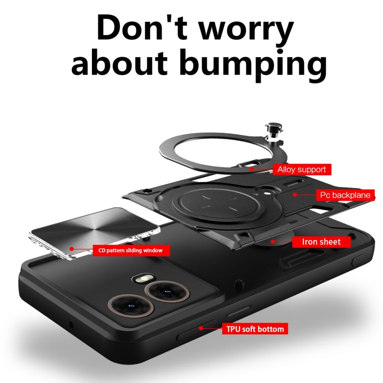 For Motorola Moto G85 CD Texture Sliding Camshield Magnetic Holder Phone Case(Red) - free shipping - PMC TechLife - Order now!