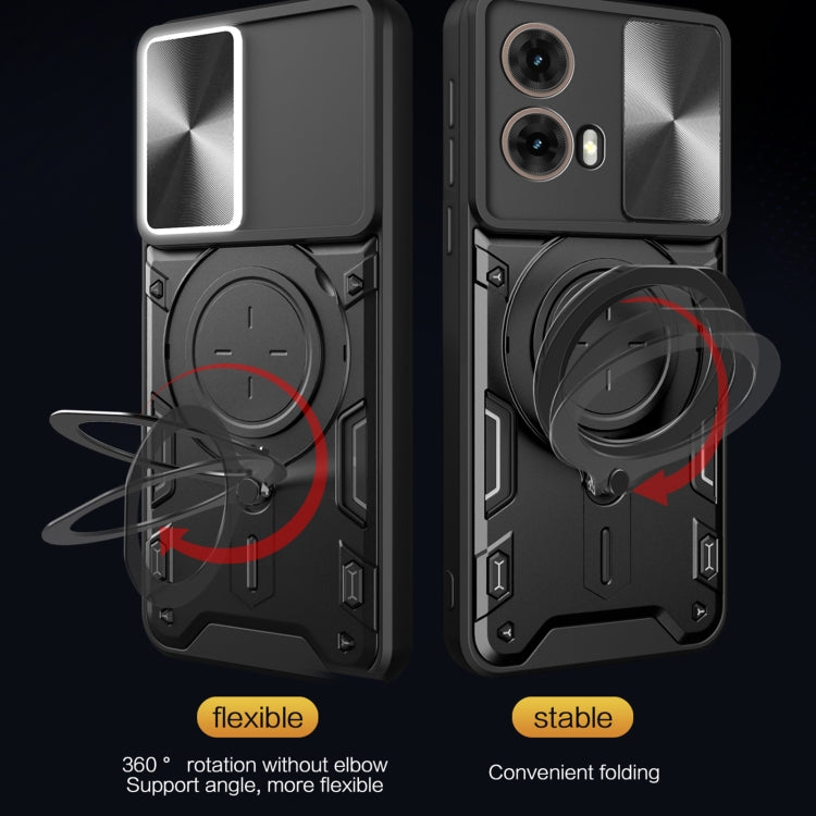 For Motorola Moto G85 CD Texture Sliding Camshield Magnetic Holder Phone Case(Silver) - free shipping - PMC TechLife - Order now!