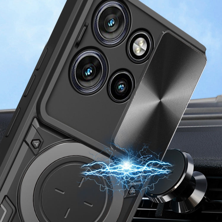 For Motorola Edge 50 Neo CD Texture Sliding Camshield Magnetic Holder Phone Case(Silver) - free shipping - PMC TechLife - Order now!