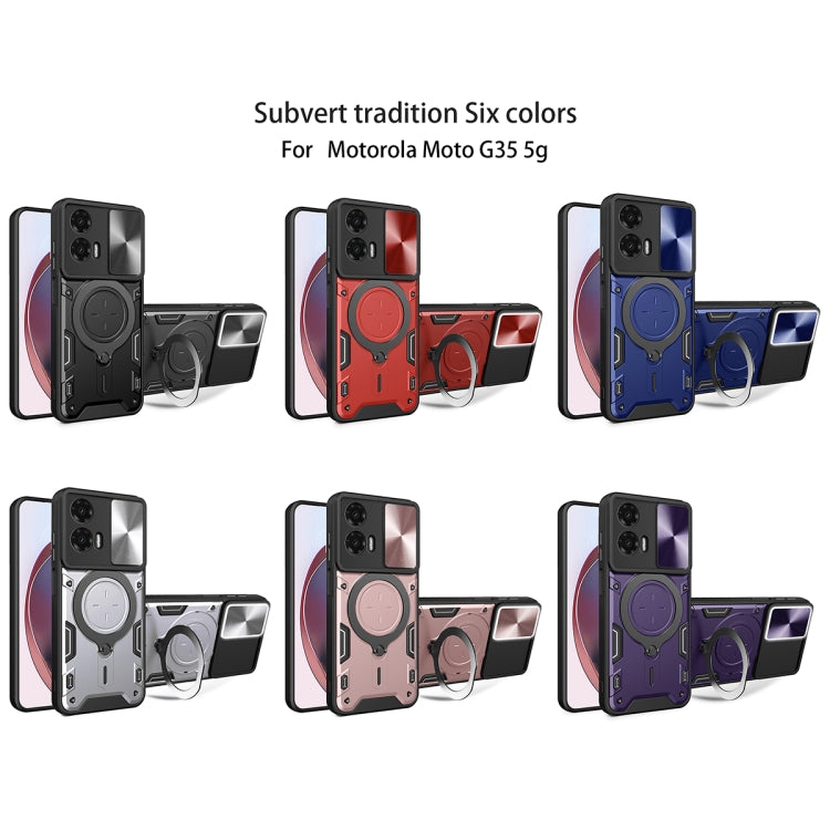 For Motorola Moto G35 CD Texture Sliding Camshield Magnetic Holder Phone Case(Black) - free shipping - PMC TechLife - Order now!