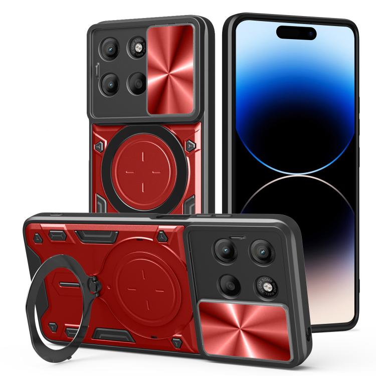 For Motorola Moto G15 CD Texture Sliding Camshield Magnetic Holder Phone Case(Red) - free shipping - PMC TechLife - Order now!