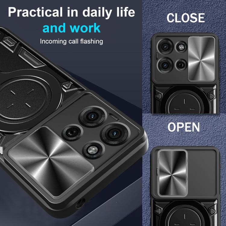For Motorola Moto G75 5G CD Texture Sliding Camshield Magnetic Holder Phone Case(Blue) - free shipping - PMC TechLife - Order now!