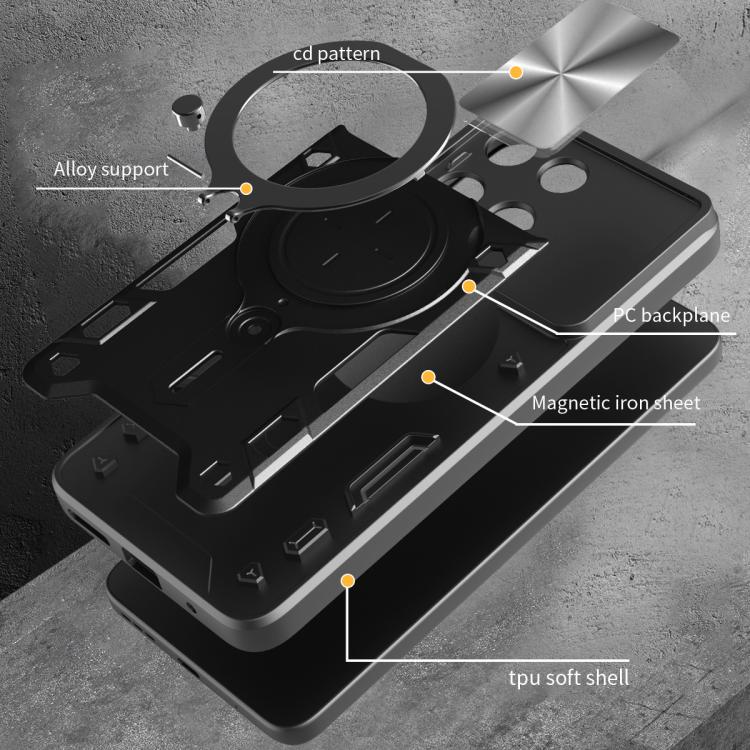 For Motorola Moto G75 5G CD Texture Sliding Camshield Magnetic Holder Phone Case(Silver) - free shipping - PMC TechLife - Order now!