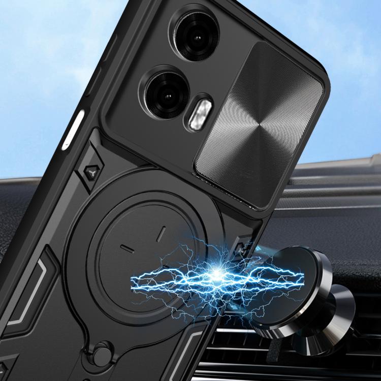 For Motorola Moto G24 Power CD Texture Sliding Camshield Magnetic Holder Phone Case(Black) - free shipping - PMC TechLife - Order now!