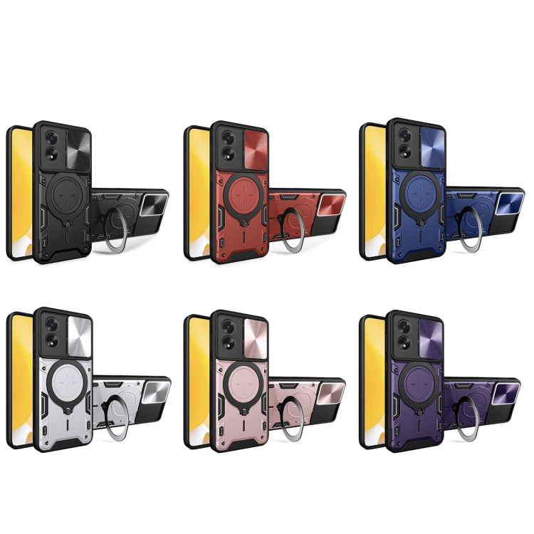 For OPPO A38 4G Global CD Texture Sliding Camshield Magnetic Holder Phone Case(Red) - free shipping - PMC TechLife - Order now!