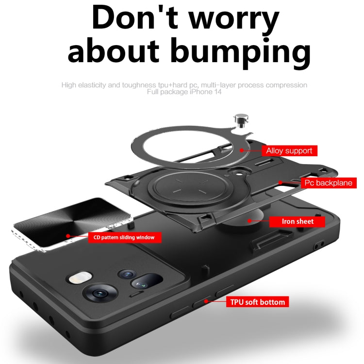 For OPPO Reno11 5G Global CD Texture Sliding Camshield Magnetic Holder Phone Case(Blue) - Reno11 Cases by PMC TechLife | Online Shopping South Africa | PMC TechLife | Buy Now Pay Later Mobicred