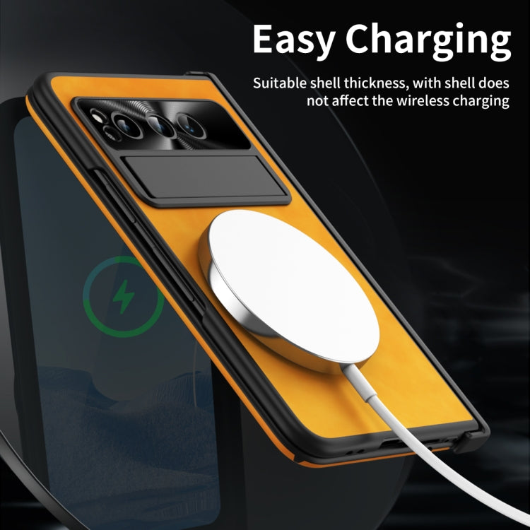 For Google Pixel Fold Napa Texture All-inclusive Phone Case(Yellow) - Google Cases by PMC TechLife | Online Shopping South Africa | PMC TechLife | Buy Now Pay Later Mobicred