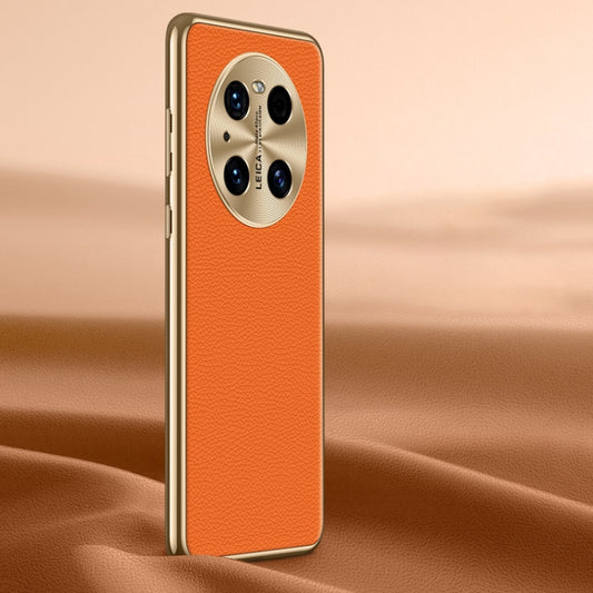 For Huawei Mate 40 Pro Litchi Texture Genuine Leather Phone Case(Orange) - Huawei Cases by PMC Jewellery | Online Shopping South Africa | PMC Jewellery | Buy Now Pay Later Mobicred