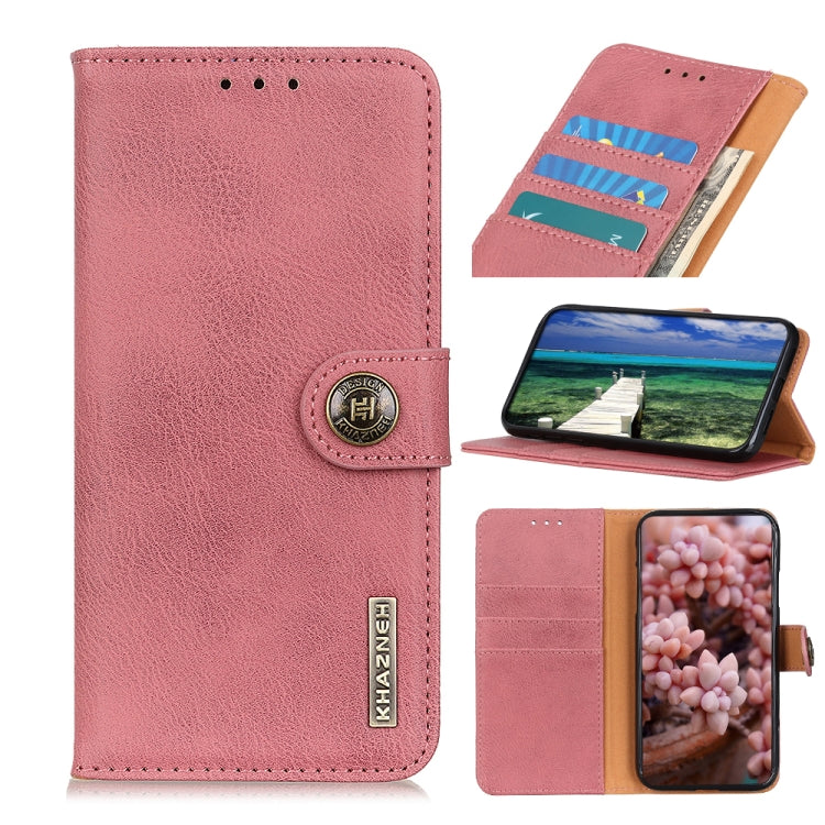 For OPPO A1 5G KHAZNEH Cowhide Texture Flip Leather Phone Case(Pink) - OPPO Cases by PMC TechLife | Online Shopping South Africa | PMC TechLife | Buy Now Pay Later Mobicred