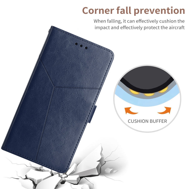 For iPhone SE 2024 HT01 Y-shaped Pattern Flip Leather Phone Case(Blue) - More iPhone Cases by PMC TechLife | Online Shopping South Africa | PMC TechLife | Buy Now Pay Later Mobicred