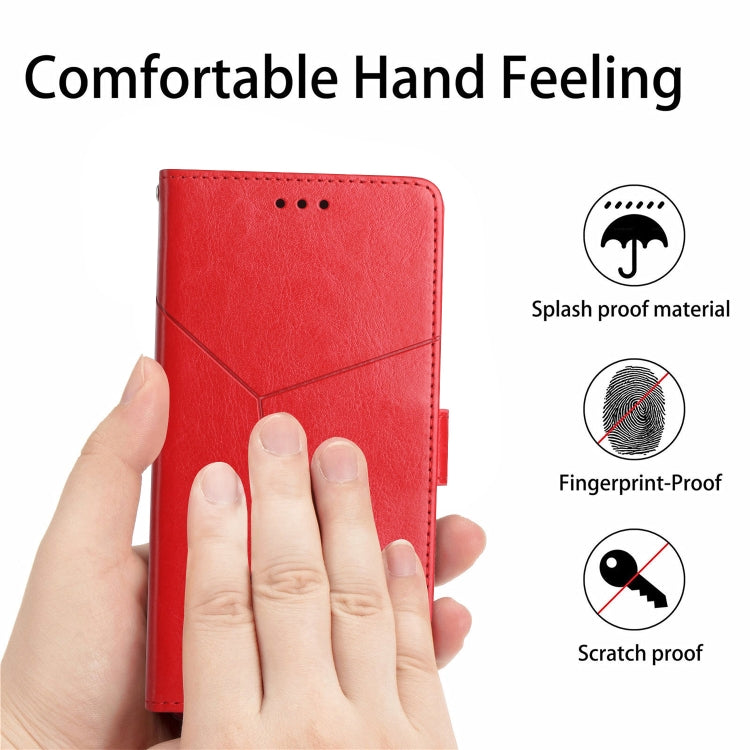 For iPhone 16 Pro HT01 Y-shaped Pattern Flip Leather Phone Case(Red) - iPhone 16 Pro Cases by PMC Jewellery | Online Shopping South Africa | PMC Jewellery | Buy Now Pay Later Mobicred