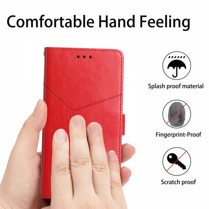 For iPhone 16 Plus HT01 Y-shaped Pattern Flip Leather Phone Case(Red) - iPhone 16 Plus Cases by PMC Jewellery | Online Shopping South Africa | PMC Jewellery | Buy Now Pay Later Mobicred