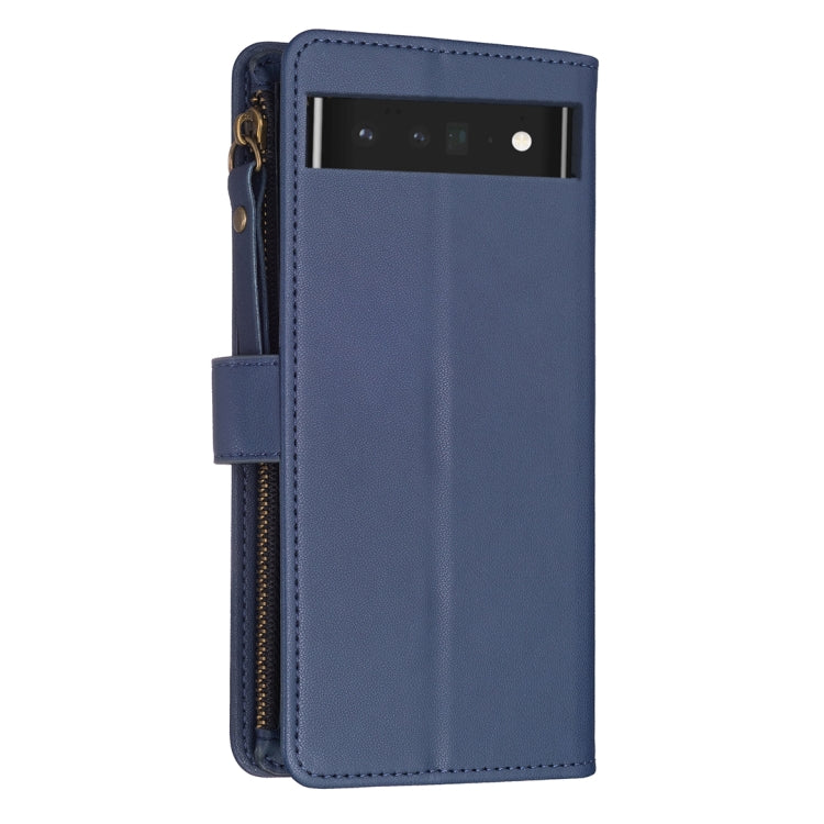 For Google Pixel 7 Pro 9 Card Slots Zipper Wallet Leather Flip Phone Case(Blue) - Google Cases by PMC Jewellery | Online Shopping South Africa | PMC Jewellery | Buy Now Pay Later Mobicred