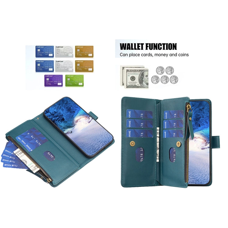 For Google Pixel 8 Pro 9 Card Slots Zipper Wallet Leather Flip Phone Case(Green) - Google Cases by PMC TechLife | Online Shopping South Africa | PMC TechLife | Buy Now Pay Later Mobicred