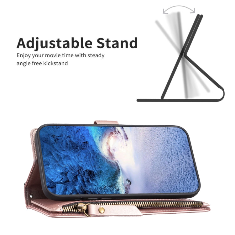For Google Pixel 8 Pro 9 Card Slots Zipper Wallet Leather Flip Phone Case(Rose Gold) - Google Cases by PMC TechLife | Online Shopping South Africa | PMC TechLife | Buy Now Pay Later Mobicred