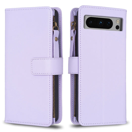 For Google Pixel 8 Pro 9 Card Slots Zipper Wallet Leather Flip Phone Case(Light Purple) - Google Cases by PMC Jewellery | Online Shopping South Africa | PMC Jewellery | Buy Now Pay Later Mobicred