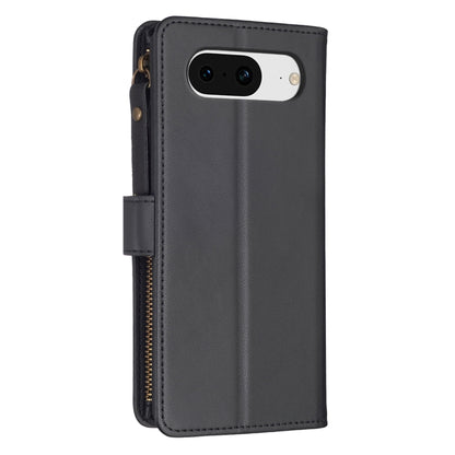 For Google Pixel 8 9 Card Slots Zipper Wallet Leather Flip Phone Case(Black) - Google Cases by PMC Jewellery | Online Shopping South Africa | PMC Jewellery | Buy Now Pay Later Mobicred