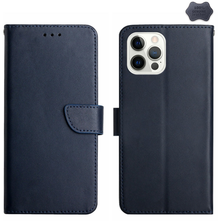 For iPhone 16 Pro Genuine Leather Fingerprint-proof Flip Phone Case(Blue) - iPhone 16 Pro Cases by PMC TechLife | Online Shopping South Africa | PMC TechLife | Buy Now Pay Later Mobicred