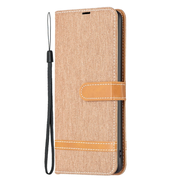 For Xiaomi Redmi Note 13 Pro 4G Global Color Block Denim Texture Leather Phone Case(Brown) - Note 13 Pro Cases by PMC Jewellery | Online Shopping South Africa | PMC Jewellery | Buy Now Pay Later Mobicred