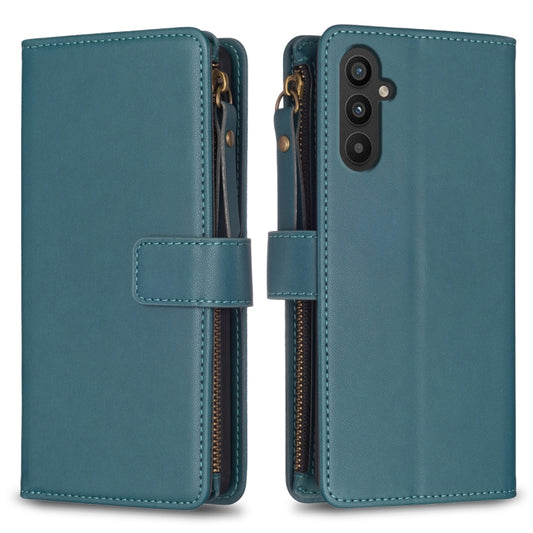 For Samsung Galaxy A25 5G 9 Card Slots Zipper Wallet Leather Flip Phone Case(Green) - Galaxy Phone Cases by PMC Jewellery | Online Shopping South Africa | PMC Jewellery