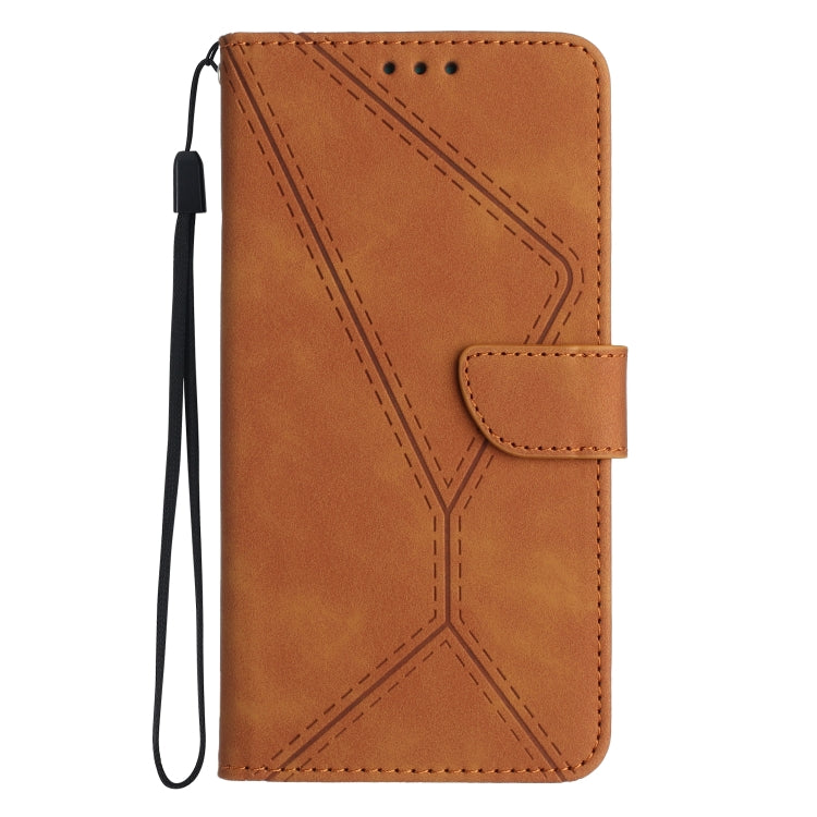For iPhone 16e Stitching Embossed Leather Phone Case(Brown) - iPhone 16e Cases by PMC TechLife | Online Shopping South Africa | PMC TechLife | Buy Now Pay Later Mobicred