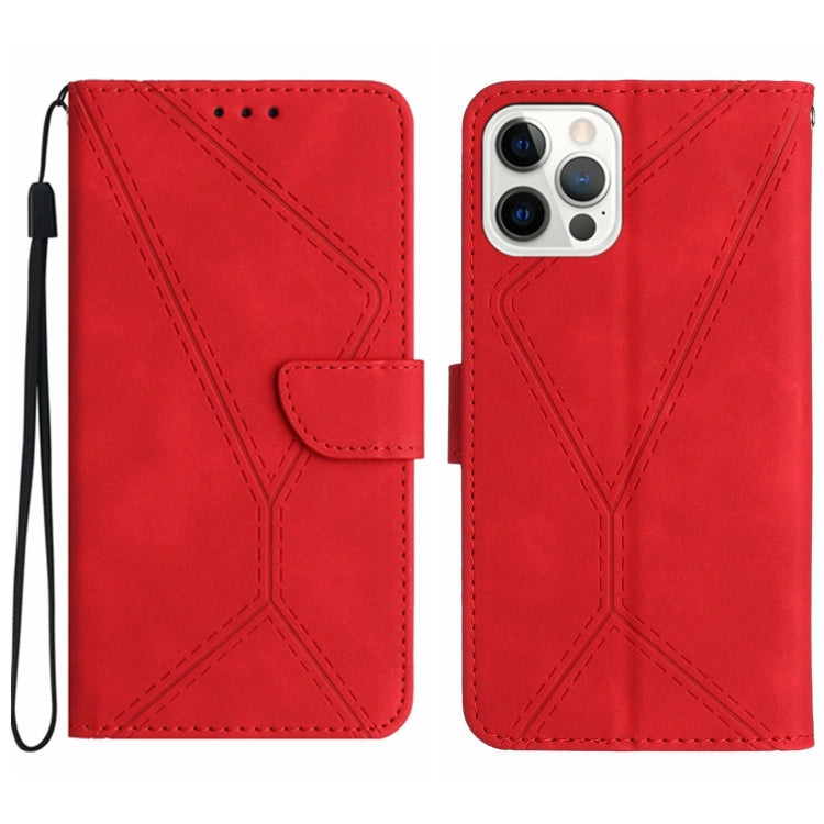 For iPhone 16 Pro Max Stitching Embossed Leather Phone Case(Red) - iPhone 16 Pro Max Cases by PMC TechLife | Online Shopping South Africa | PMC TechLife | Buy Now Pay Later Mobicred