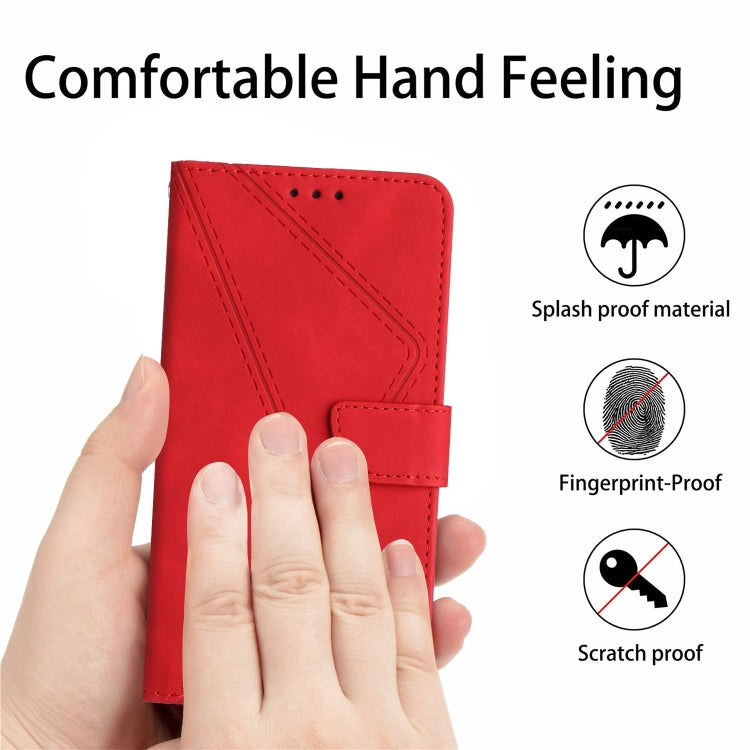 For iPhone 16 Pro Max Stitching Embossed Leather Phone Case(Red) - iPhone 16 Pro Max Cases by PMC Jewellery | Online Shopping South Africa | PMC Jewellery | Buy Now Pay Later Mobicred