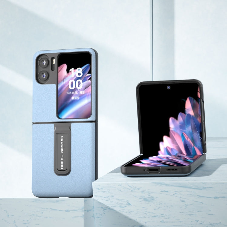 For OPPO Find N2 Flip ABEEL Genuine Leather Wave Phone Case with Holder(Blue) - Find N2 Flip Cases by PMC TechLife | Online Shopping South Africa | PMC TechLife | Buy Now Pay Later Mobicred