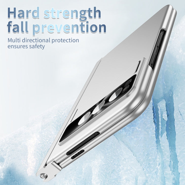 For Google Pixel Fold Integrated Electroplating Pen Slot Double Hinge Folding Phone Case with Stylus(Silver) - Google Cases by PMC TechLife | Online Shopping South Africa | PMC TechLife | Buy Now Pay Later Mobicred