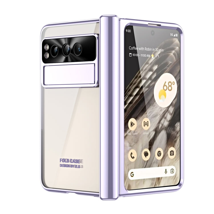 For Google Pixel Fold Integrated Electroplating Folding Phone Case with Hinge(Purple) - Google Cases by PMC TechLife | Online Shopping South Africa | PMC TechLife | Buy Now Pay Later Mobicred
